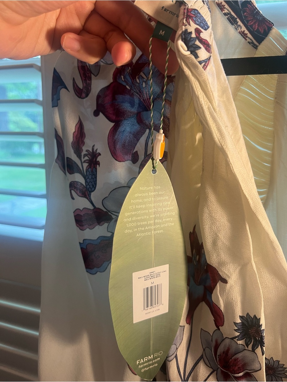 FARM Rio Ivory Maxi Dress with Blue & Red Floral Print - Picture 3 of 4